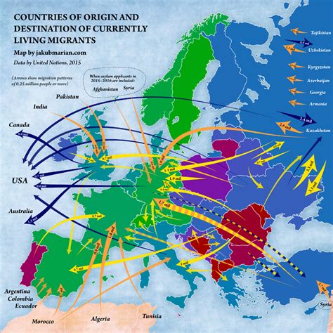 Migration patterns and population gains and losses in Europe | European map, Europe map, Map