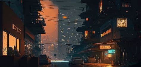 Premium Photo | Lovely anime cyberpunk city