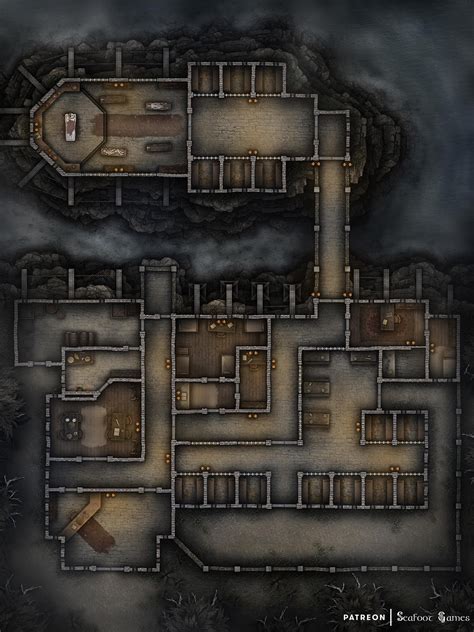 Shadowy Ravensfall Prison 40x30 Battlemap! : battlemaps