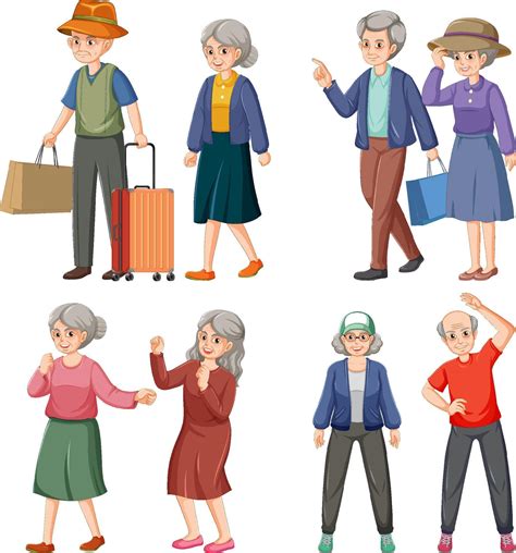 Collection of elderly people characters 13174160 Vector Art at Vecteezy