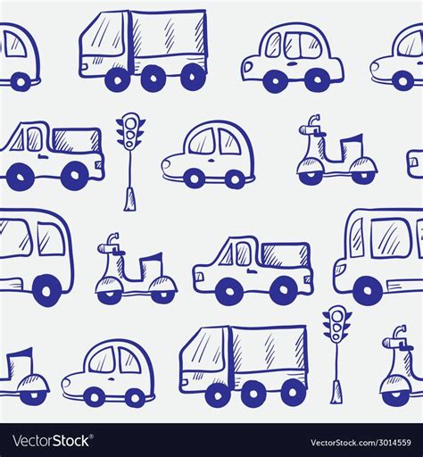 Vector blue hand drawn doodle cartoon cars seamless pattern. Download a Free Preview or High ...