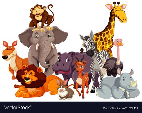 Group wild animal Royalty Free Vector Image - VectorStock