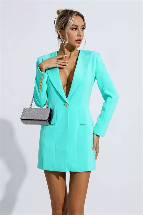 Alora Mint Green Blazer Mini Dress