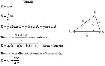 Mathwords: Area of a Triangle