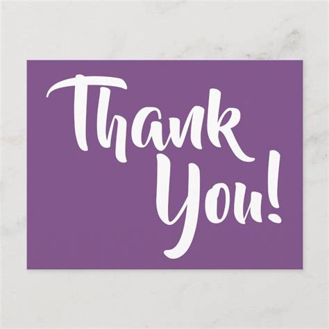 Violet Purple and White Calligraphy Thank You Postcard | Zazzle | Calligraphy thank you, Thank ...