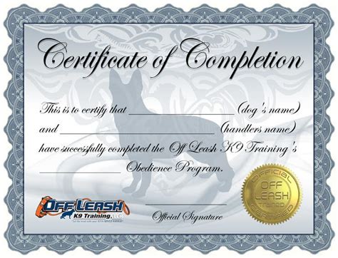 Entry #21 by BrandtGraphix for Design a Certificate of Completion For Dog Training Business ...