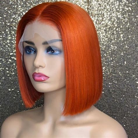 Magic Love Pre Plucked Lace Front Wig And Full Lace Wig BOB STRAIGHT Orange Color Human Hair ...