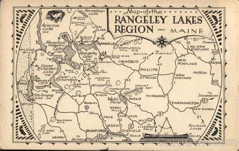 Map of the Rangeley Lakes Region Maine Postcard