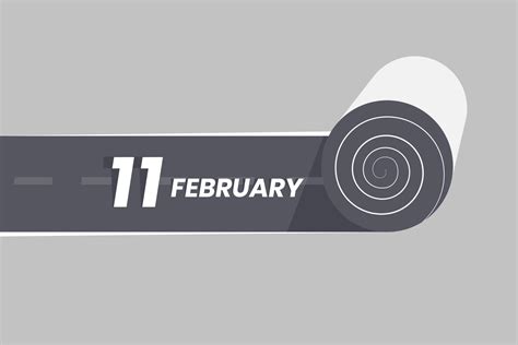 February 11 calendar icon rolling inside the road. 11 February Date Month icon vector ...