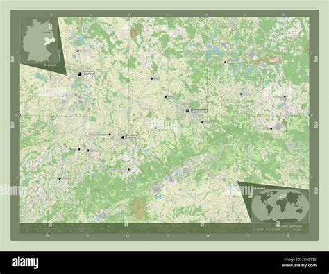 Sachsen, state of Germany. Open Street Map. Locations and names of ...