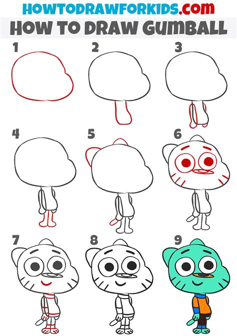 How to Draw Gumball - Easy Drawing Tutorial For Kids