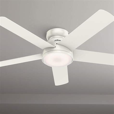 54" Hunter Romulus WiFi Fresh White LED Hugger Ceiling Fan with Remote ...