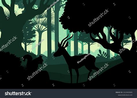 Silhouette Dark Forest Landscape Background Illustration Stock Vector (Royalty Free) 2115432005 ...