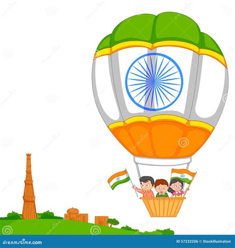 Indian Kid Hoisting Flag Of India Cartoon Vector | CartoonDealer.com #57232057