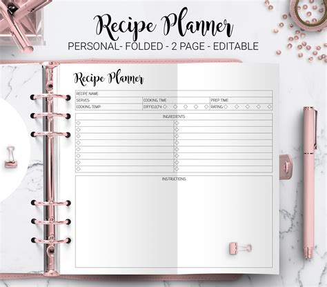 Recipe Planner Recipe Binder Cook Book Meal Planner Recipe - Etsy