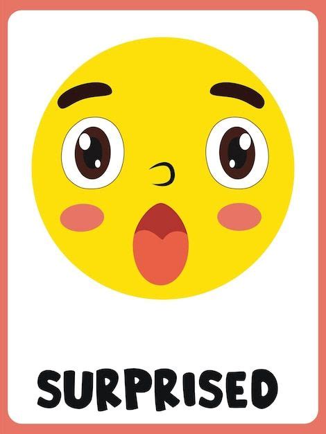 Premium Vector | Surprised face clipart flashcard | Emotions preschool, Emotions cards, Emotion ...