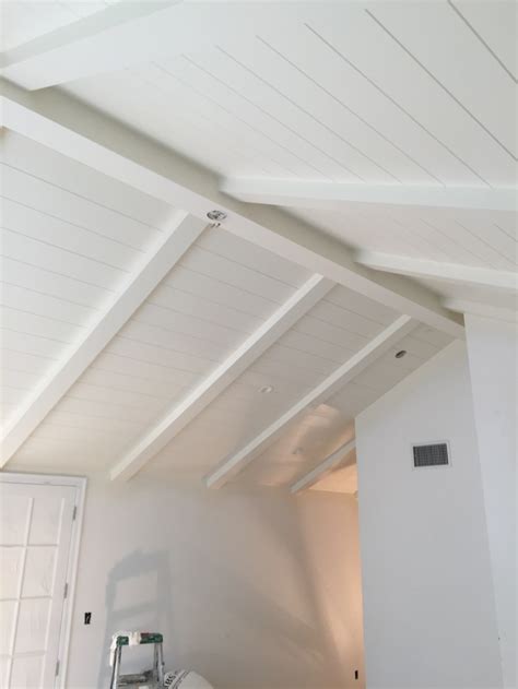 Cathedral Style Tongue & Groove Ceiling with Beams | Vaulted ceiling living room, Vaulted ...