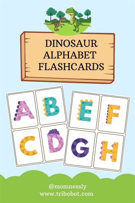 Free Printable Dinosaur Alphabet Flashcards - Tribobot x Mom Nessly