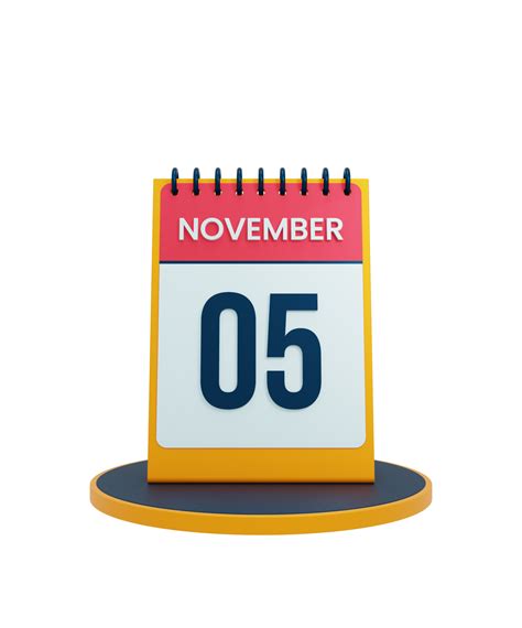 Free November Realistic Desk Calendar Icon 3D Illustration Date November 05 13165769 PNG with ...