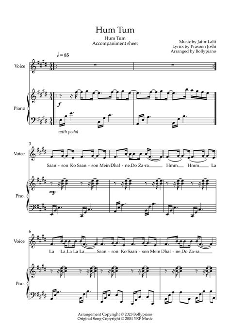 Hum Tum Accompaniment Sheet PDF | Hum Tum | >99% Accurate Piano Notes