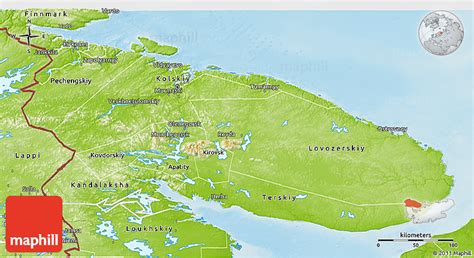 Physical 3D Map of Murmansk Oblast