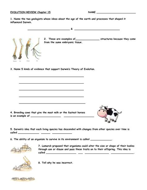 Theory Evolution: Chapter 15 Theory Evolution Worksheet Answers