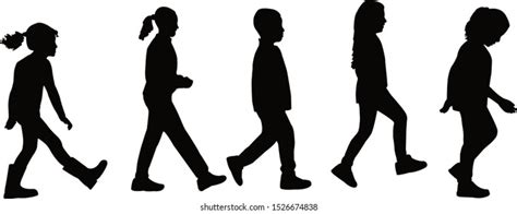 Children Walking Black Color Silhouette Vector Stock Vector (Royalty Free) 1526674838 | Shutterstock