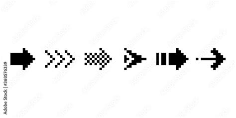 Image of pixel arrows. 8 bit pixel arrows in vector illustration. doodle abstract arrow in pixel ...