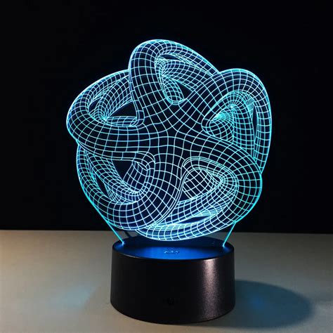 Novelty Acrylic 3D Lamp USB Night Light Abstract Pattern 7Color Changeable Desk Lamps Creative ...