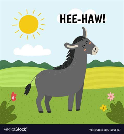 Donkey saying hee-haw print cute farm character Vector Image