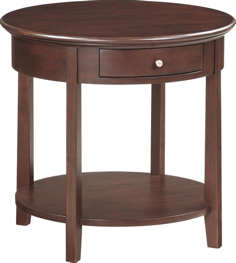 Whittier Wood McKenzie Round End Table with Shelf and Drawer ...