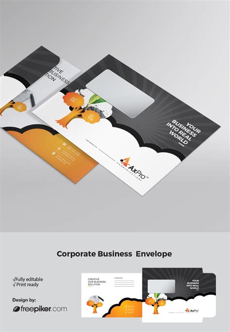 Freepiker | business b5_envelope with orange tree elements