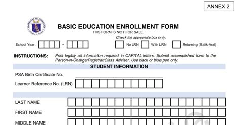 Deped Basic Education Enrollment Form In 2023 Student Information | Images and Photos finder