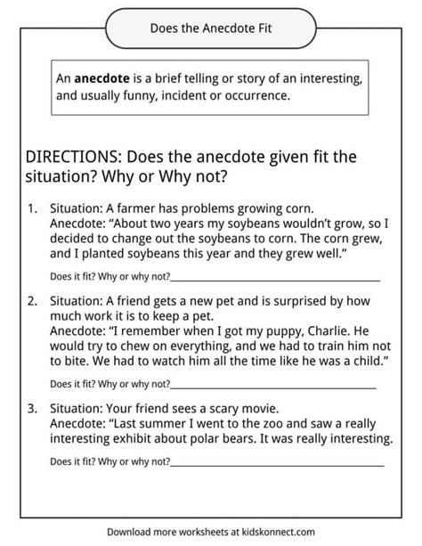 Anecdote Examples, Definition and Worksheets | KidsKonnect | Anecdote ...