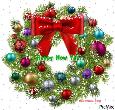 Merry Christmas And Happy New Year Gif | Christmas ornament wreath ...