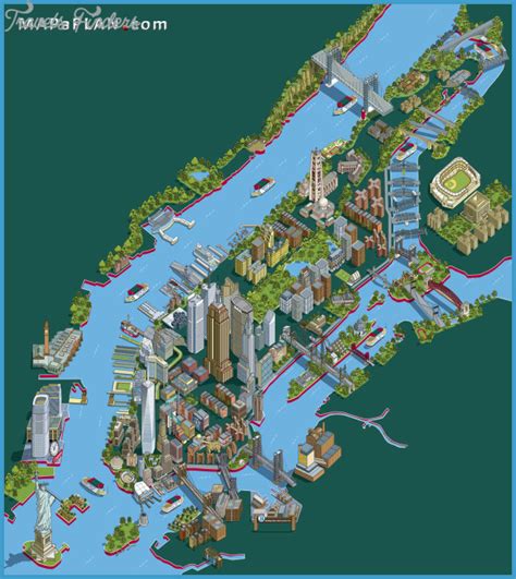 New York map landmarks - TravelsFinders.Com