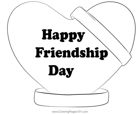 Friendship Day With Red Heart Coloring Page for Kids - Free Friendship Day Printable Coloring ...