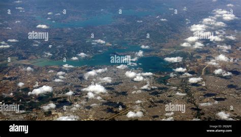 Aerial view of the Seyhan Dam, Seyhan Barajı, Adana, Türkiye Stock ...