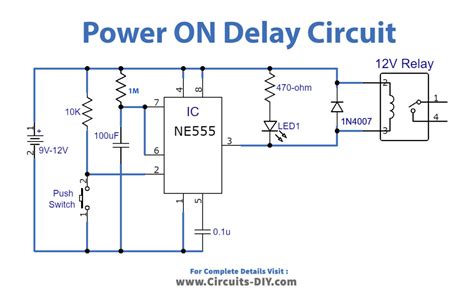 Power ON Delay Using 555 Timer IC