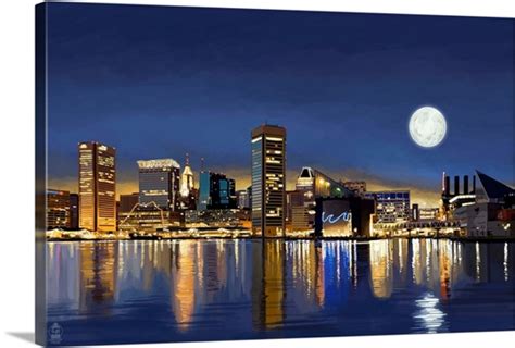 Baltimore, Maryland, Skyline at Night Photo Canvas Print | Great Big Canvas