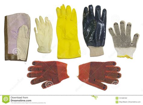 Protective Gloves. Multiple Types, Isolated, with Clipping Path Stock ...