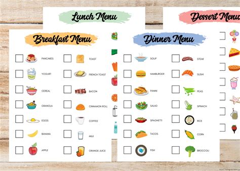 Pretend Play Menus, Kids Play Menus, Kids Kitchen Play Menus, Pretend Play Fun, Printable Menus ...