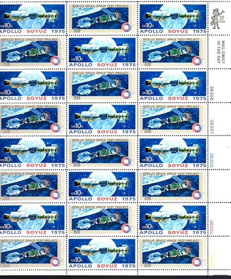 USPS Stamps - 1975 Apollo-Soyuz Test Mission Full Sheet of 24 Stamps - Sheets