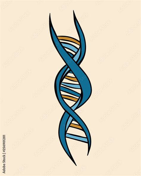 Cartoon style vector illustration of blue dna, gene. Great design elements for sticker, card ...