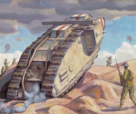 A Mark V Tank Going into Action, WWI Painting by Esoterica Art Agency ...