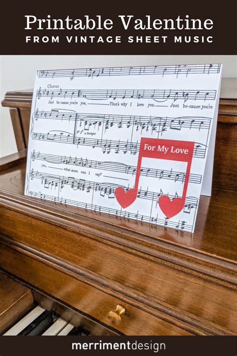 Music Valentine's Day Card DIY from Vintage Sheet Music - Free ...