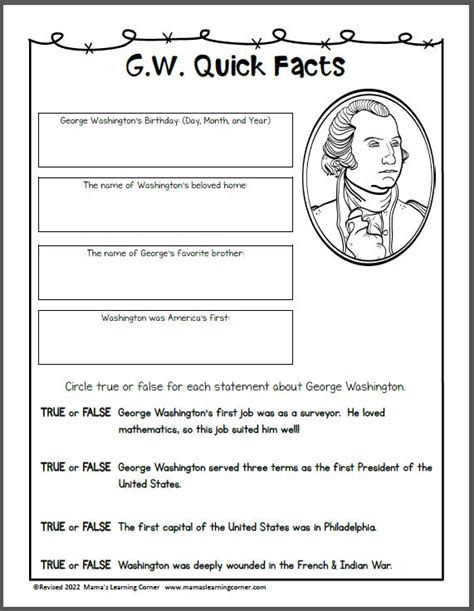 George Washington Worksheets - Mamas Learning Corner