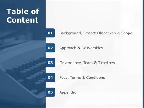 Table Of Contents Slide Template