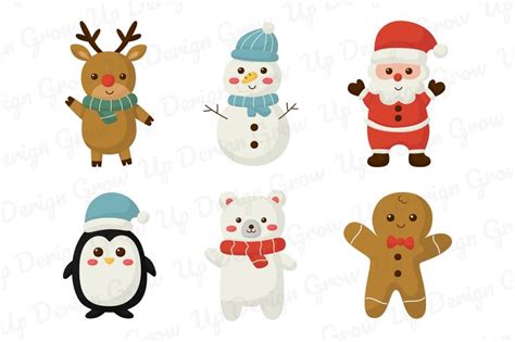 Cute Christmas Characters Clipart Set. Graphic by Grow up design · Creative Fabrica | Christmas ...