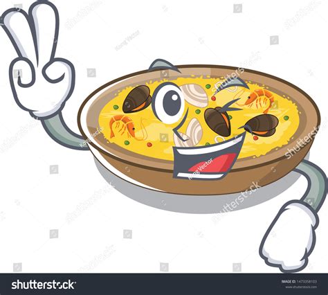 Two Finger Spanish Paella Cooked Cartoon Stock Vector (Royalty Free ...